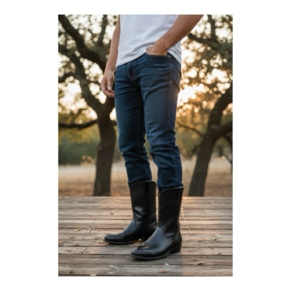 Pair of Justin Men's Basic Black Boots